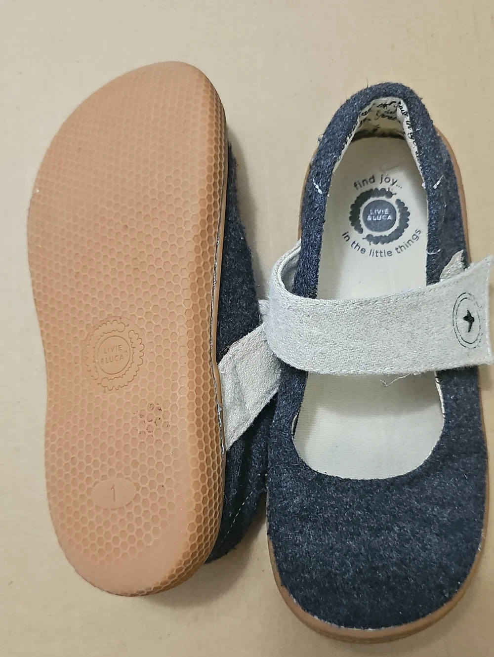 Livie & Luca Navy Mary Jane with Cream Strap and Tan Sole